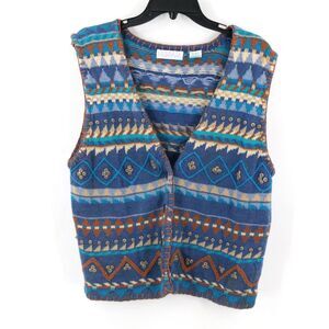 VTG Segrets Sun Prints Vest RN67992 Size Small 80 90s Colorful Woven Southwest